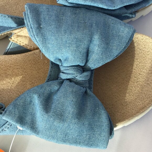 Wonder Nation Toddler Girl Sandals Adjustable Textile Fabric Bow Blue Size 11 - Picture 3 of 7